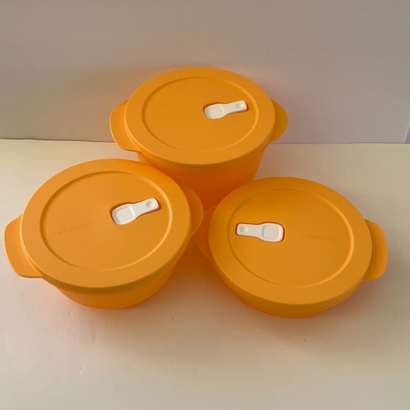 New Tupperware Vintage CrystalWave Containers Set of 3 - Picture 2 of 11